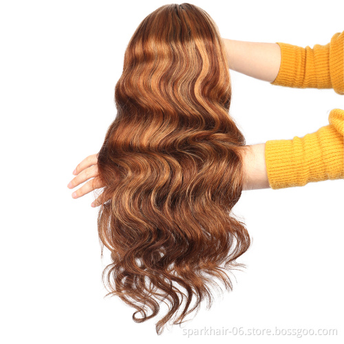 SPARK Remy Glueless Lace Frontal Wig Ombre Human Hair Wigs PrePlucked Cuticle Aligned Brazilian Highlight Full Lace Front Wigs